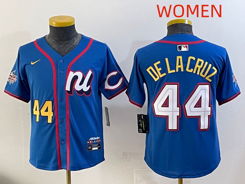 Women 2025 Cincinnati Reds #44 De Lacruz Blue All star Nike MLB Jersey style 02